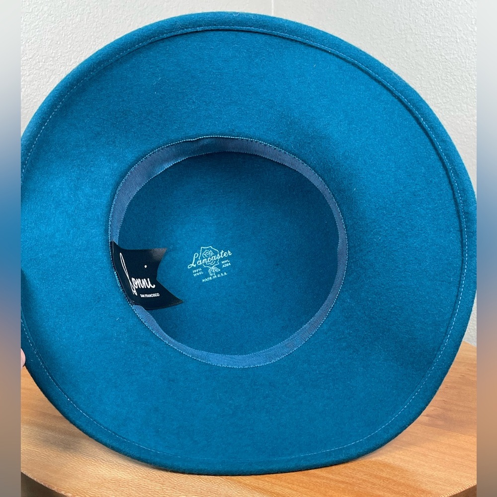 Vtg Sonni San Francisco Lancaster Felted Wool Kentucky Derby Cap Hat Teal Blue - Picture 7 of 10